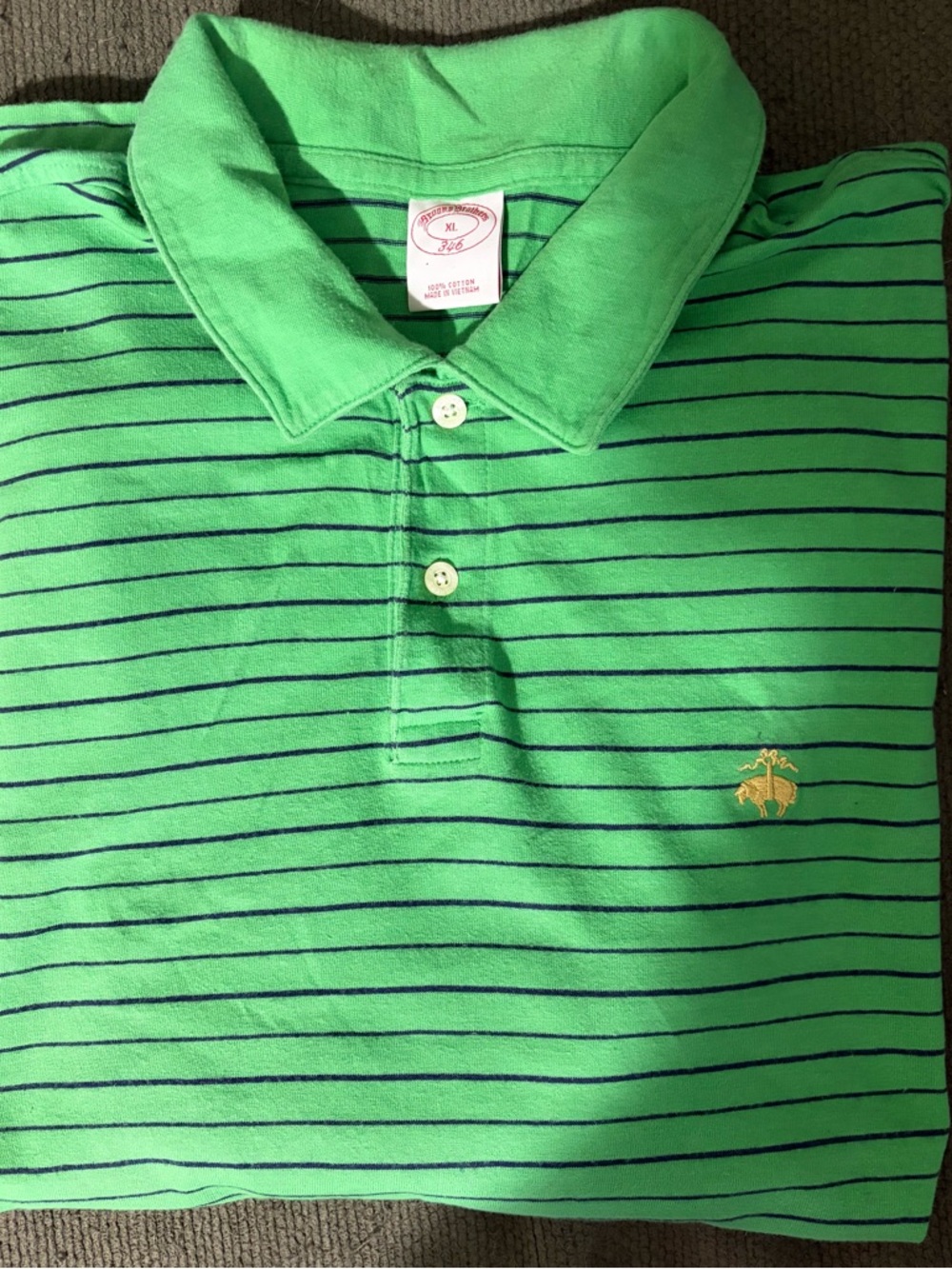 Brooks Brothers Green Striped Polo Shirt